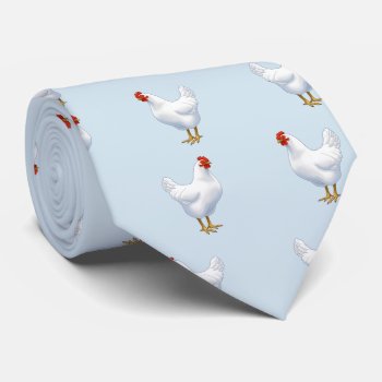 White Leghorn Chicken Cute Hen Tie by Fun_Forest at Zazzle
