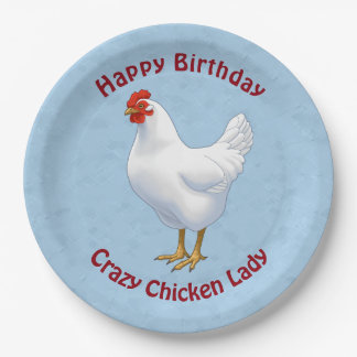 White Leghorn Chicken Hen Paper Plates