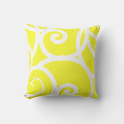 white  Lemon yellow outdoor or indoor abstract Outdoor Pillow