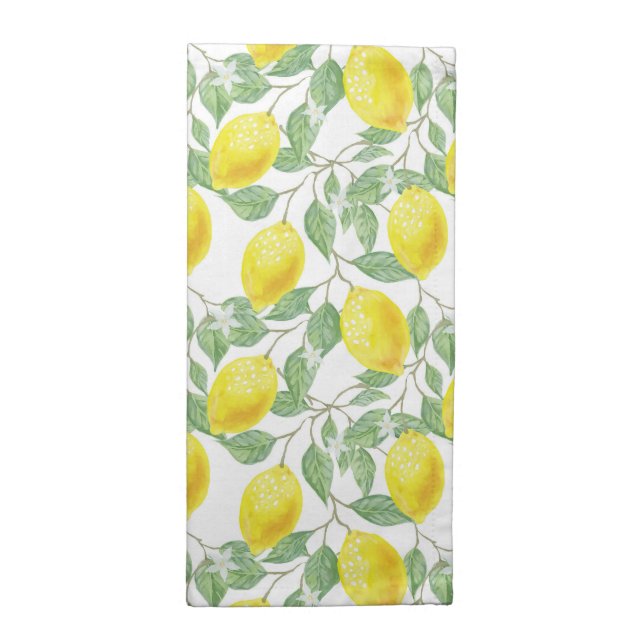 White Lemons Blossom Cloth Napkin (Half Fold)