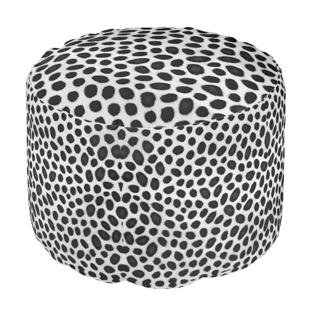 White Leopard Elegant Modern Luxury Collection Pouf (Angled Front)