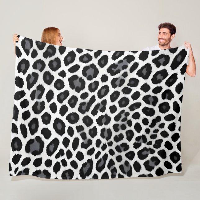 White Leopard Elegant Popular Luxury Collection Fleece Blanket (In Situ)