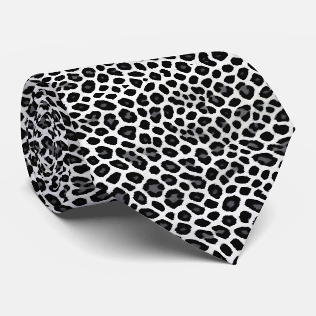 White Leopard Elegant Popular Luxury Collection Neck Tie (Rolled)