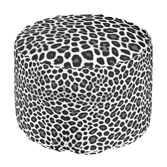 White Leopard Elegant Popular Luxury Collection Pouf (Angled Front)