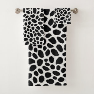 White Leopard Elegant Trendy Luxury Collection Bath Towel Set