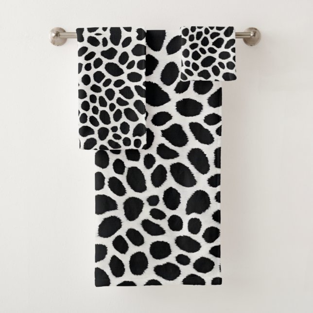 White Leopard Elegant Trendy Luxury Collection Bath Towel Set (Insitu)