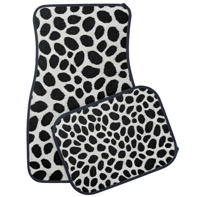 White Leopard Elegant Trendy Luxury Collection Car Floor Mat (Set)