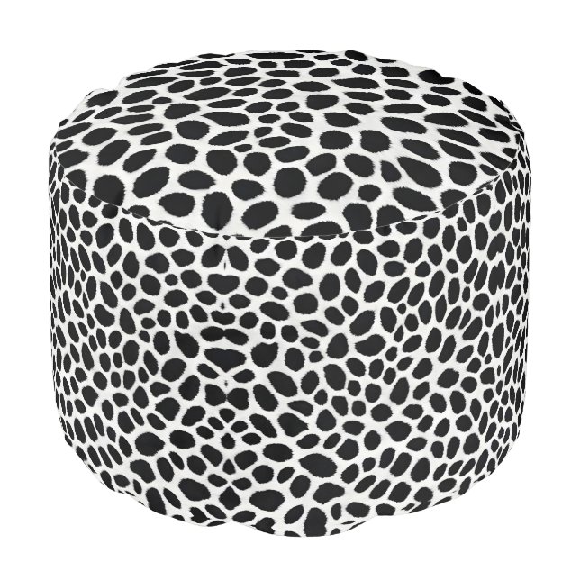 White Leopard Elegant Trendy Luxury Collection Pouf (Angled Front)