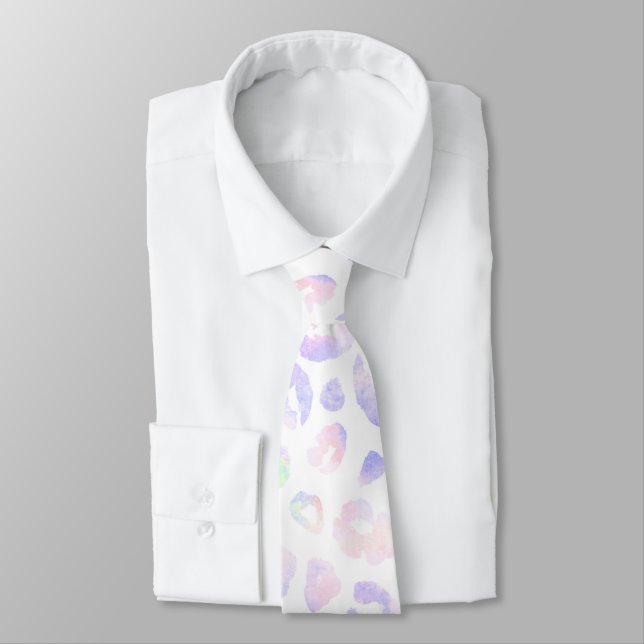 White Leopard Pattern Neck Tie (Tied)