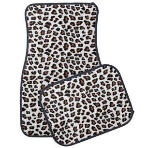 White Leopard Print  Car Floor Mat