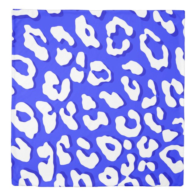 White Leopard Print Dark Blue Duvet Cover (Front)