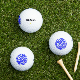 White Leopard Print Dark Blue Golf Balls