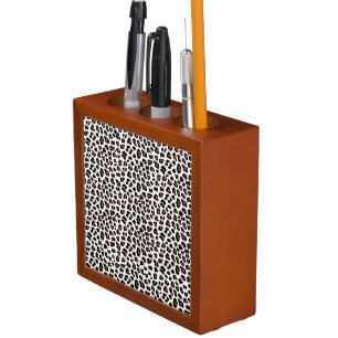 White Leopard Print Desk Organizer