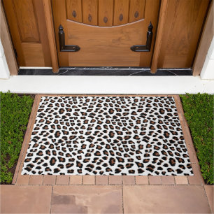 White Leopard Print Doormat
