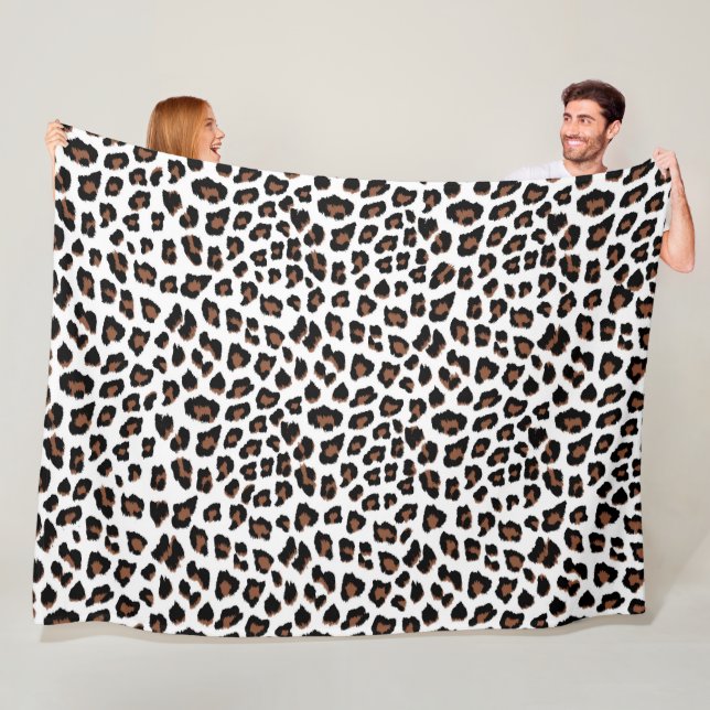 White Leopard Print  Fleece Blanket (In Situ)