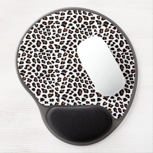 White Leopard Print  Gel Mouse Pad (Left Side)