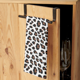 White Leopard Print  Kitchen Towel