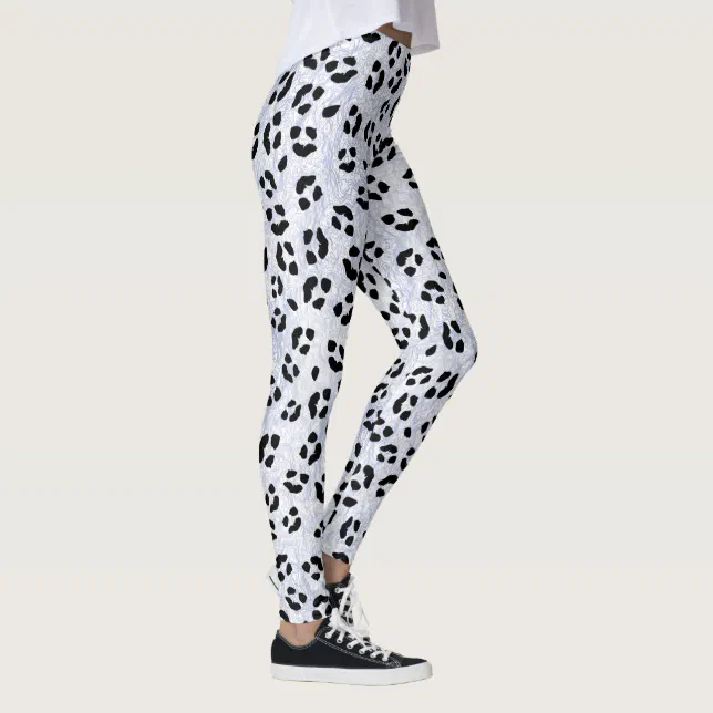 White Leopard Print Leggings | Zazzle