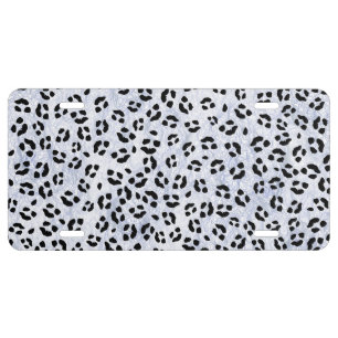 White Leopard Print License Plate