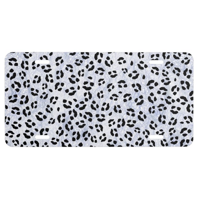 White Leopard Print License Plate (Front)