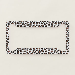 White Leopard Print License Plate Frame