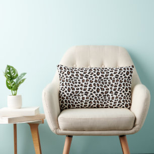 White Leopard Print  Lumbar Pillow