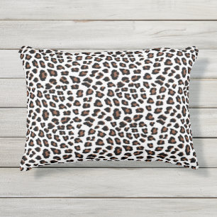 White Leopard Print Outdoor Pillow