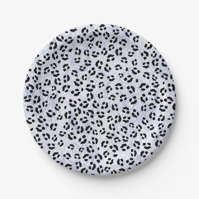 White Leopard Print Paper Plates (Front)