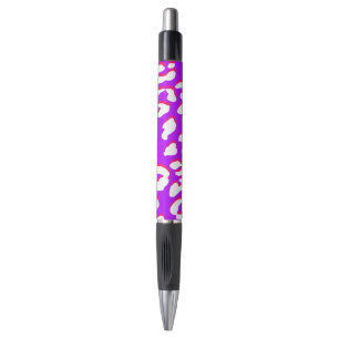 White Leopard Print Purple Pink Pen