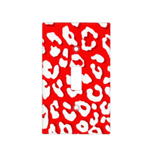 White Leopard Print Red Light Switch Cover