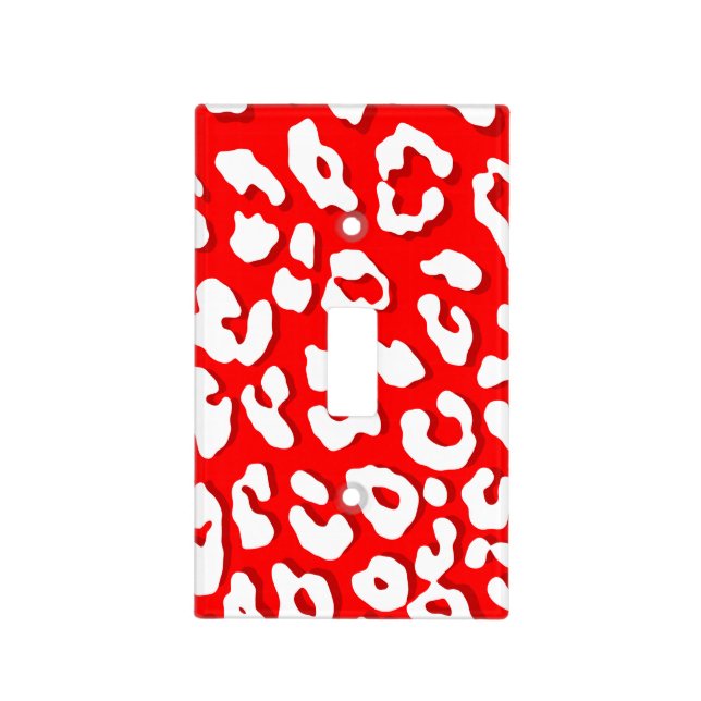 White Leopard Print Red Light Switch Cover (Front)