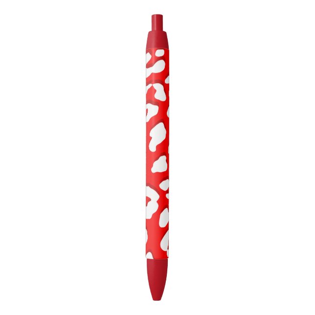 White Leopard Print Red Pen (Front Vertical)