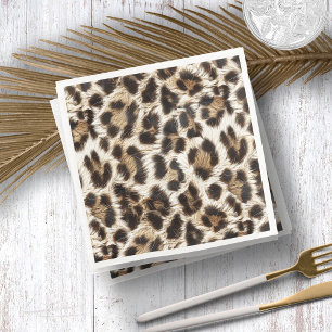 White Leopard Print Safari Party Supplies ID1157 Paper Dinner Napkins