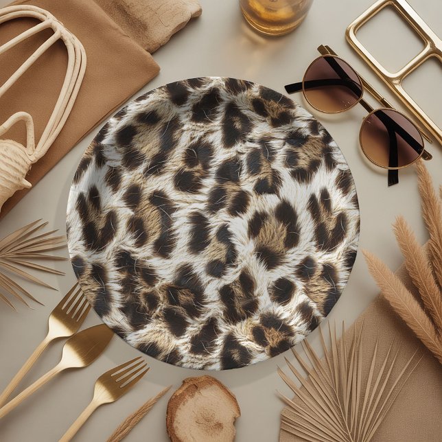 White Leopard Print Safari Party Supplies ID1157 Paper Plates (Creator Uploaded)