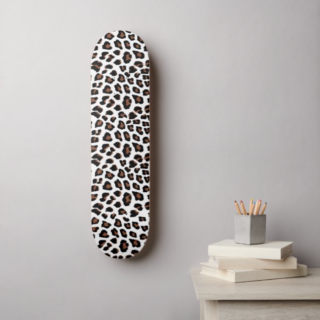White Leopard Print  Skateboard (Wall Art)