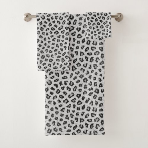 White Leopard Skin Bath Towel Set