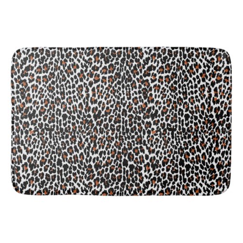 White Leopard Skin Print Bath Mat