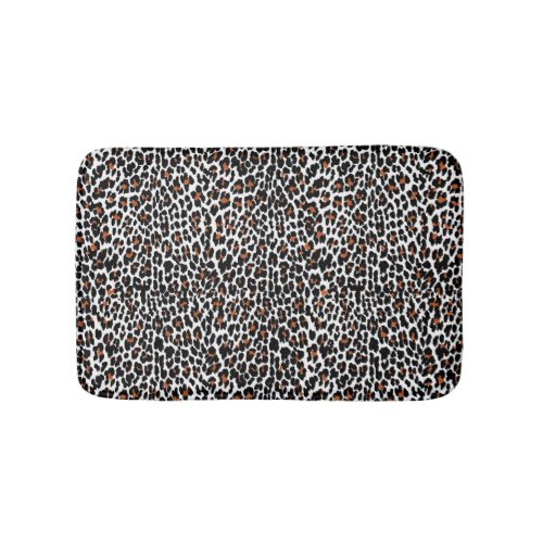 White Leopard Skin Print Bath Mat