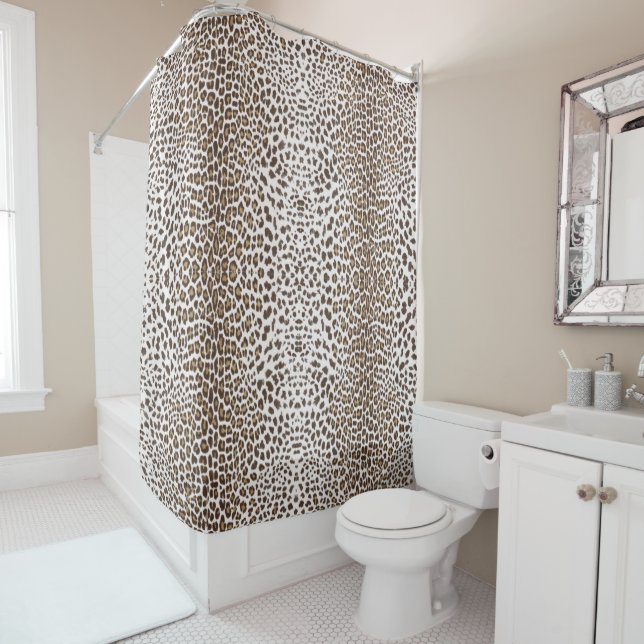 White Leopard Skin Shower Curtain (In Situ)