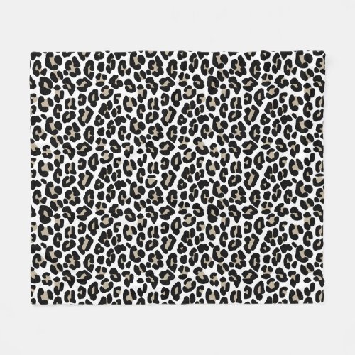 White Leopard Skin Wild Cat Animal Print Pattern Fleece Blanket