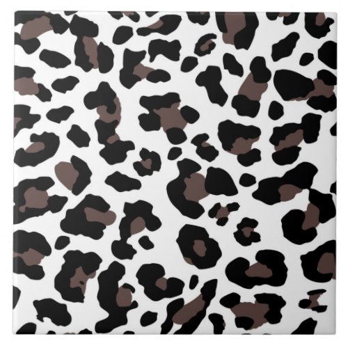 White leopard spots animal fur print wild cats ceramic tile