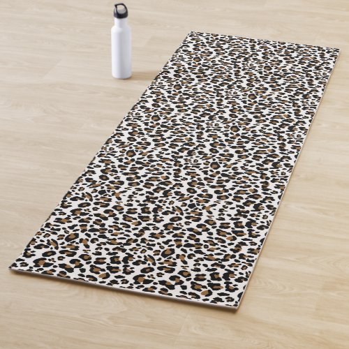 White leopard spots pattern wild cat fur theme yoga mat