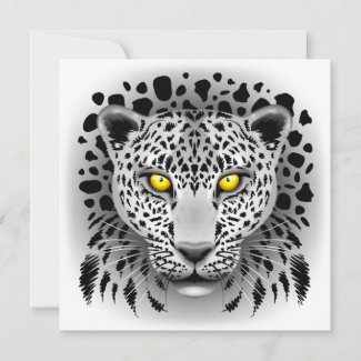 White Leopard with Yellow Eyes Invitations