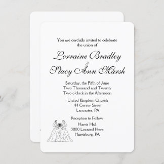 White Lesbian Wedding Invitatioin Invitation