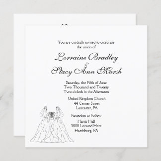 White Lesbian Wedding Invitation