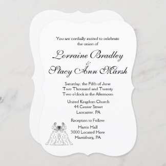 White Lesbian Wedding Invitation