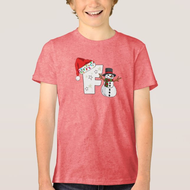 White letter f christmas gift  Tri-Blend shirt (Front)