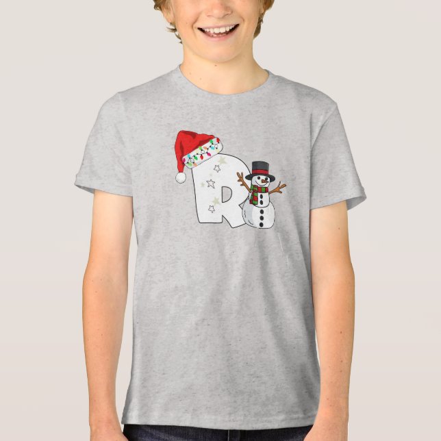 White letter r christmas gift  Tri-Blend shirt (Front)