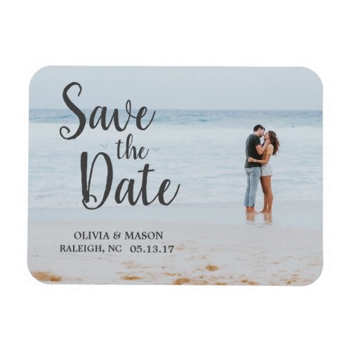 White Lettered Overlay  Save the Date Magnet