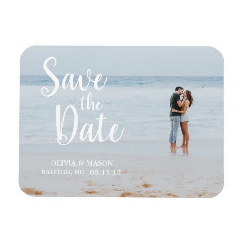 White Lettered Overlay  Save the Date Magnet